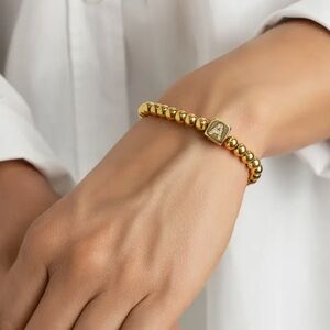 Adornia Crystal Initial Stretch Bracelet